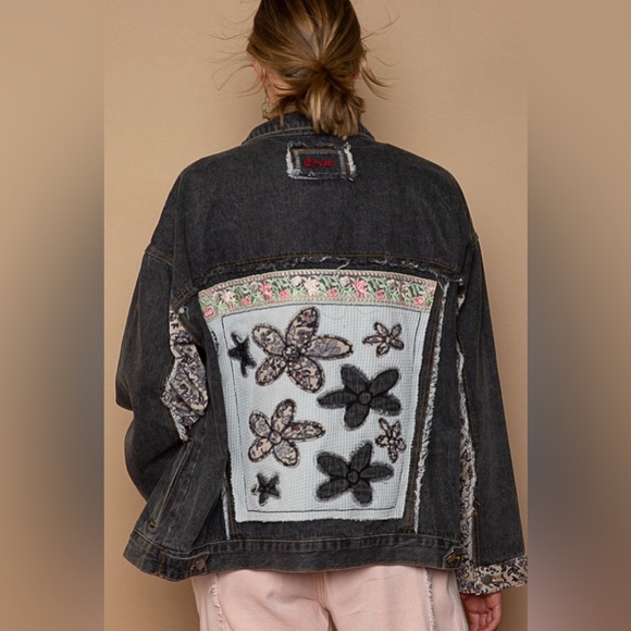 POL Jackets & Blazers - #193 Last 1! POL Jean Jacket with floral embroidery patch detail A13